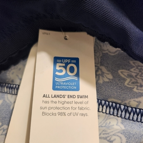 Lands End Floral Blue Women's Swim Top - Picture 8 of 8